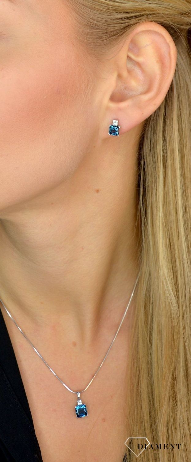 Złota zawieszka  DIAMENT 585 diament, topaz London Blue ZP 11464 LBT.jpg